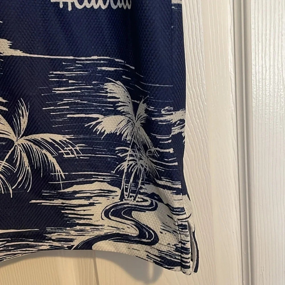 Favant Hawaii men’s blue and white Hawaiian polo shirt size medium - Picture 4 of 8
